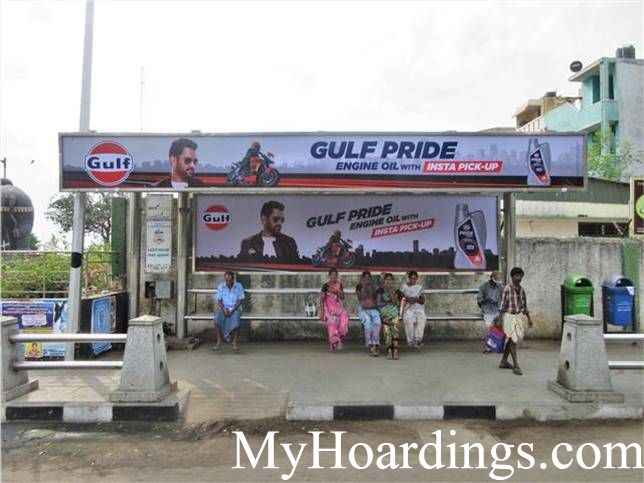 Best OOH Ad agency in Chennai, Bus Shelter Advertising Company at Kamarajar Salai, Light House Bus Stop in Chennai